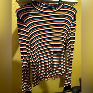 Rue21 mock turtle neck retro stripes size large